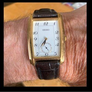 Men's Seiko Vintage Tank Style Gold Watch